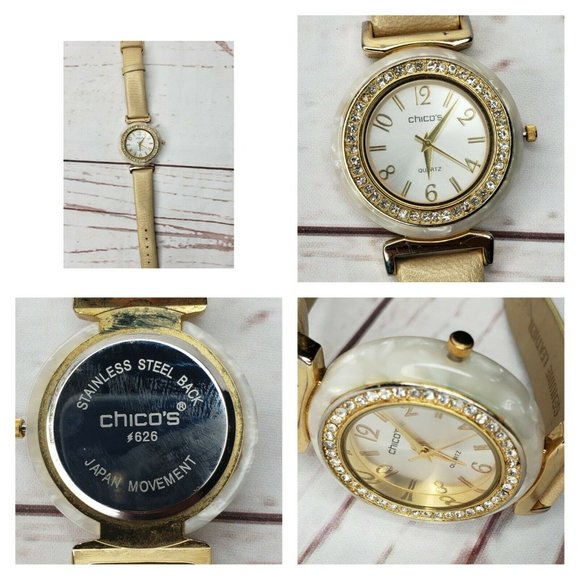 626 Chicos Genuine Leather Band Japan Movement Quartz Brown Marble Ladies Watch - Picture 4 of 12